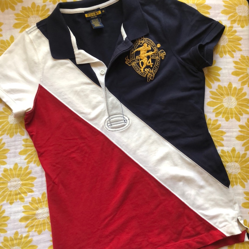Red white blue Ralph lauren rugby pique polo shirt